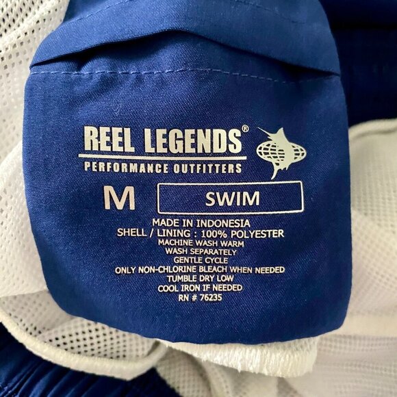 Reel Legends Performance Outfitters Solid Blue Swim Trunks Men's Medium NEW - Picture 5 of 5